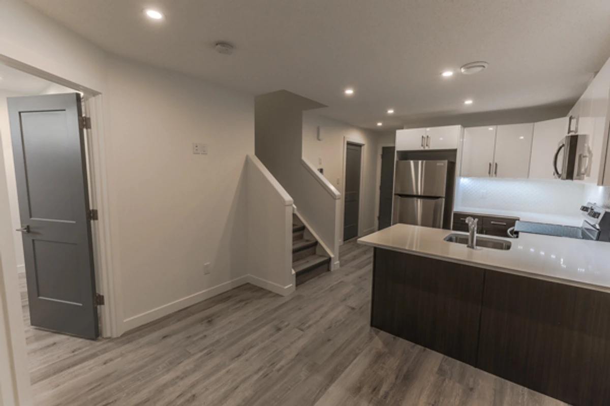 Morinville basement suite open concept living area and kitchen